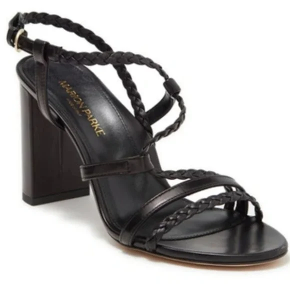 Marion Parker Black Braided Heeled Sandal NWT